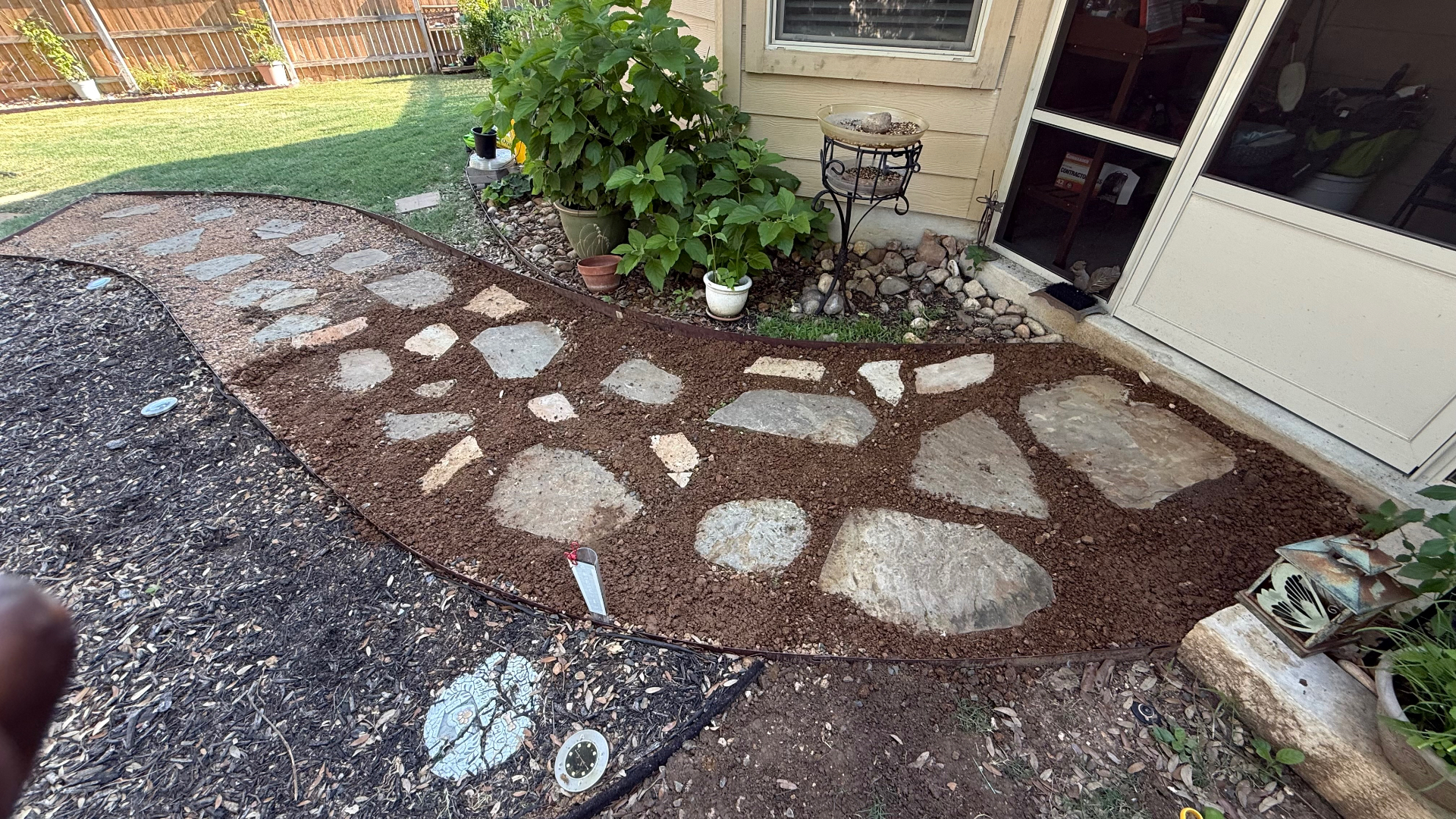 Stone Walkway Installation after